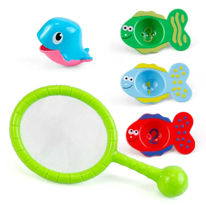 Fishing digital fish Прямая поставка, детские игрушки для ванной, пластиковая утка, краб, ванна, сетка, лейка, роликовая, болотная, ванная, образование для детей, плавающая вода, игрушки - Цвет: Fishing digital fish