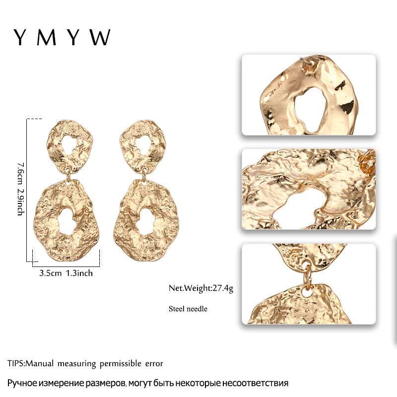 YMYW модные большие металлические геометрические Висячие висячие серьги с