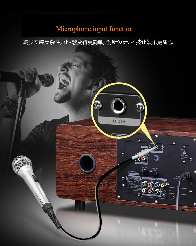 Настольный деревянный DVD CD плеер Музыкальный центр HiFi все-в-одном аудио плеер bluetooth/USB/радио/микрофон вход