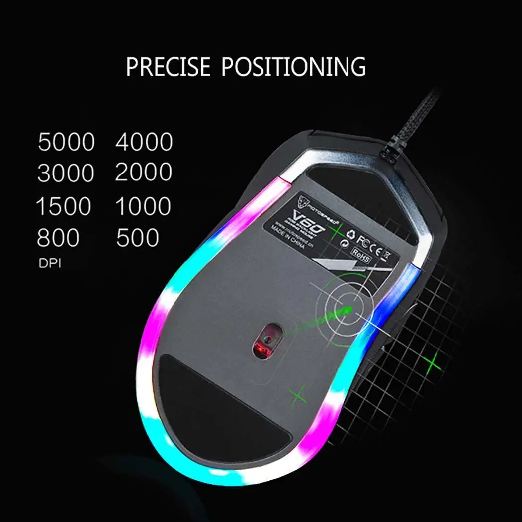MOTOSPEED V60 E-sports игровая Проводная оригинальная фазовая игра 1x мышь 100IPS IC 2 ms 20g Physics