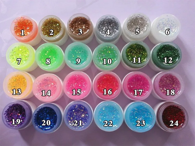 1pcs 8ml Fluorescent Glitter UV Gel Builder Acrylic Nail Art Shiny Polish 24 Colors Selection | Красота и здоровье