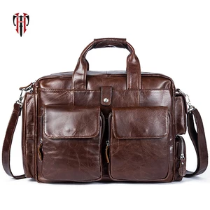 Большой Вместительный портфель TIANHOO, мужская сумка из натуральной кожи, сумка для ноутбука 14 дюймов, мягкая модная мужская сумка через плечо и с ручкой