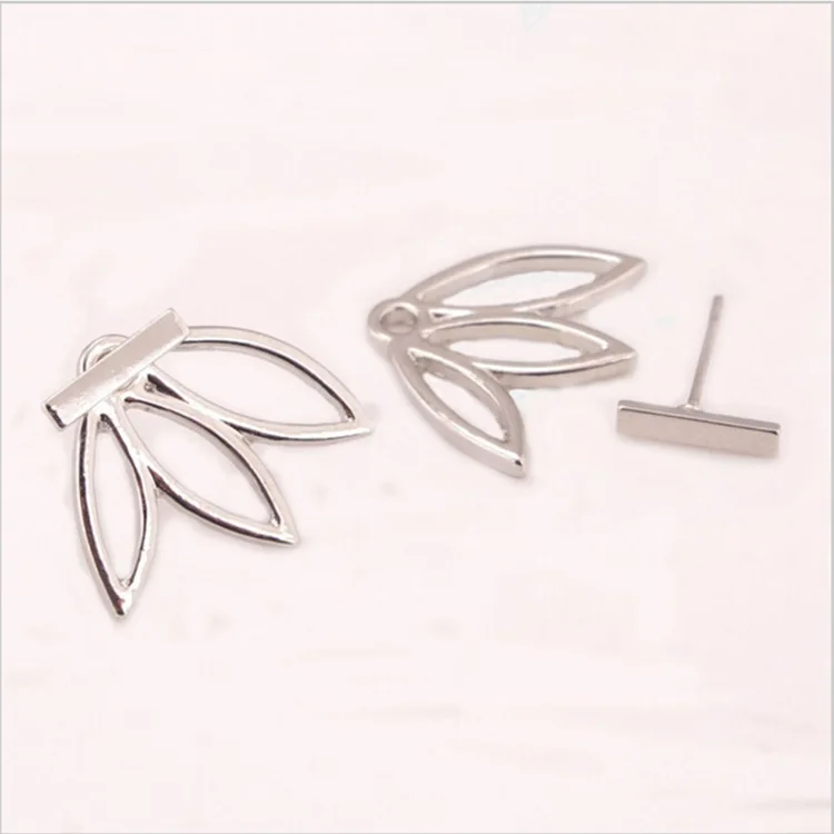 Стильные серебряные серьги с позолотой в виде вырезанных листьев, винтажные серьги с подвесками в виде лотоса для женщин.