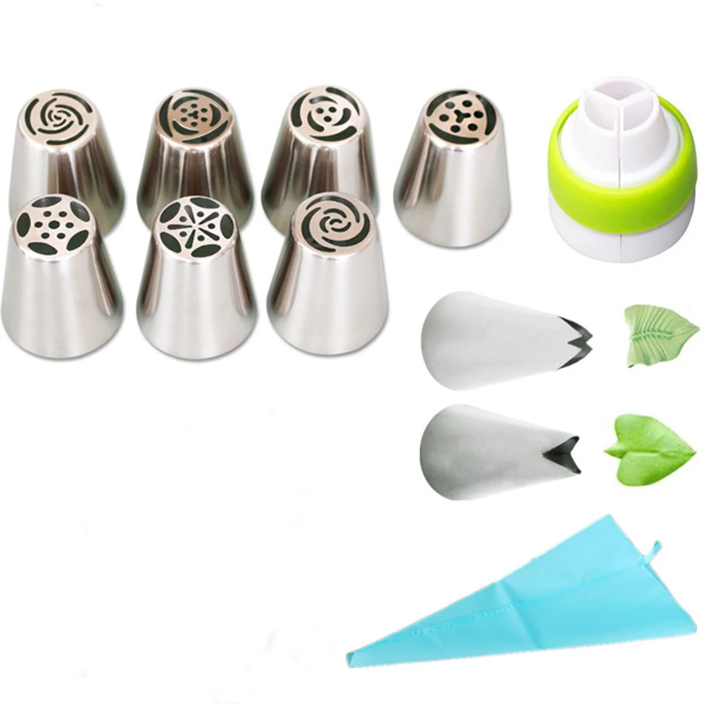 Mealivos 11PCS Pastry Nozzles And Coupler Icing Piping Tips Sets Stainless Steel DIY Cake Bakeware Cupcake Decorating | Дом и сад