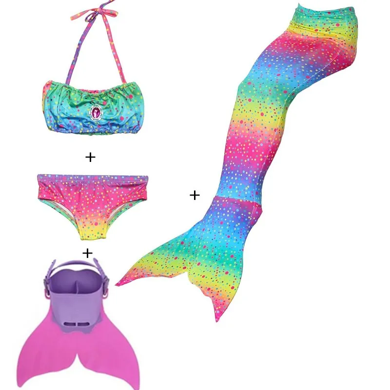 

Swimmable Mermaid tails tail Bikini sets 3pcs + Monofin Princess Dress Girls Kid cosplay Swimsuit Swimwear