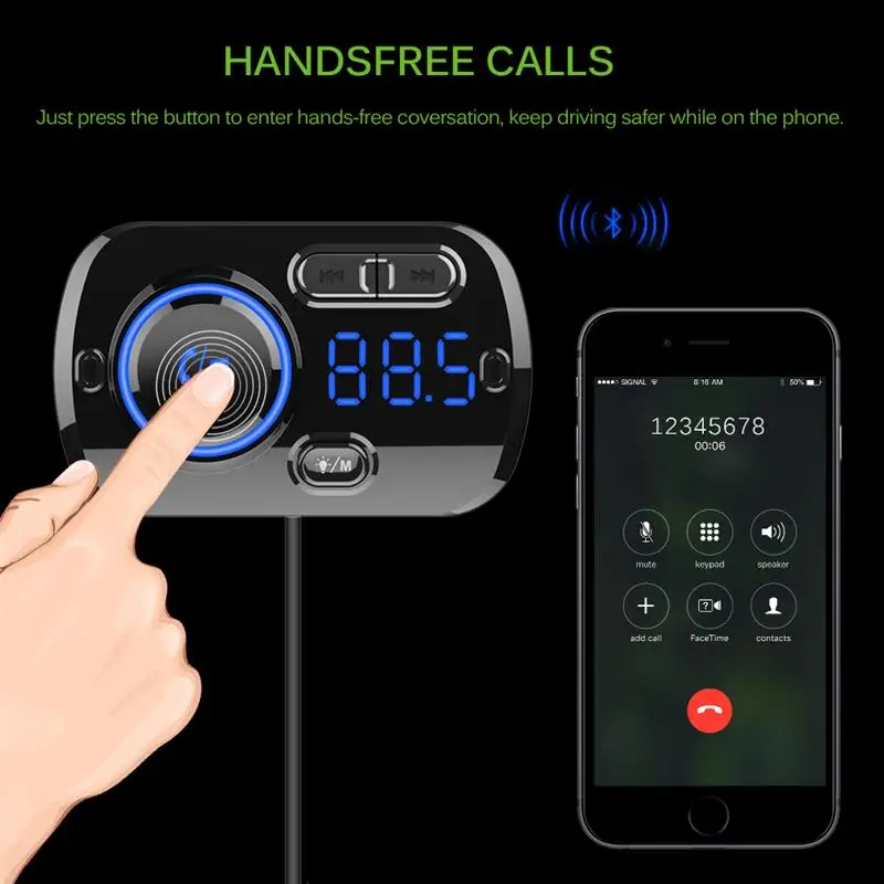 FM модулятор автомобильный комплект громкой связи беспроводной Bluetooth fm-передатчик ЖК MP3-плеер USB быстрая зарядка 3,0 автомобильные аксессуары авто