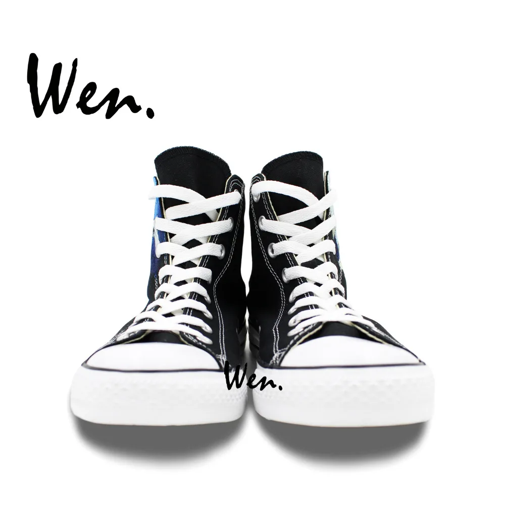 Черные холщовые кроссовки Вэнь для мужчин и женщин унисекс|high canvas sneakers|sneakers