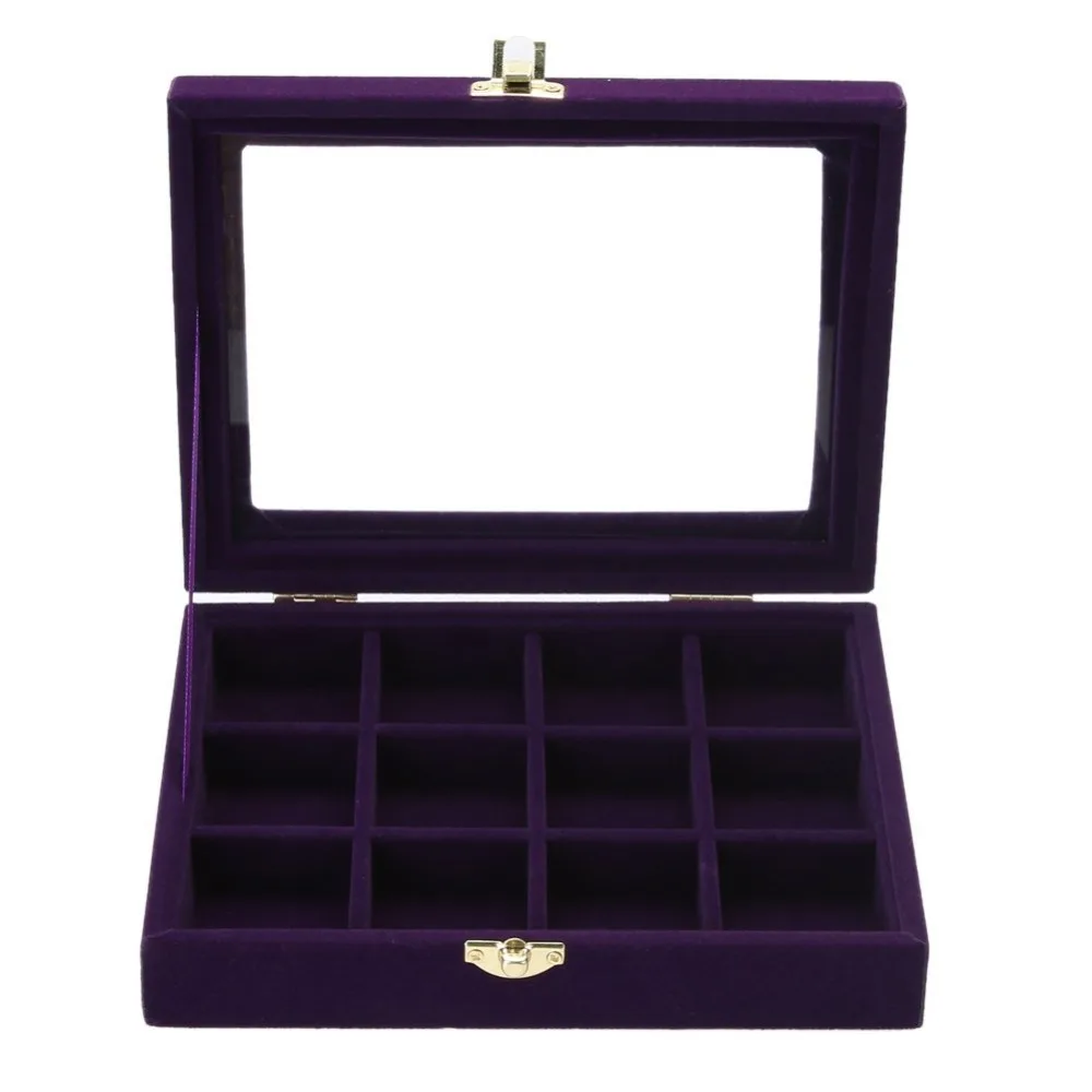 Бархатный органайзер для ювелирных изделий 12 Ячеек|holder earrings|earring storagejewelry ring display |