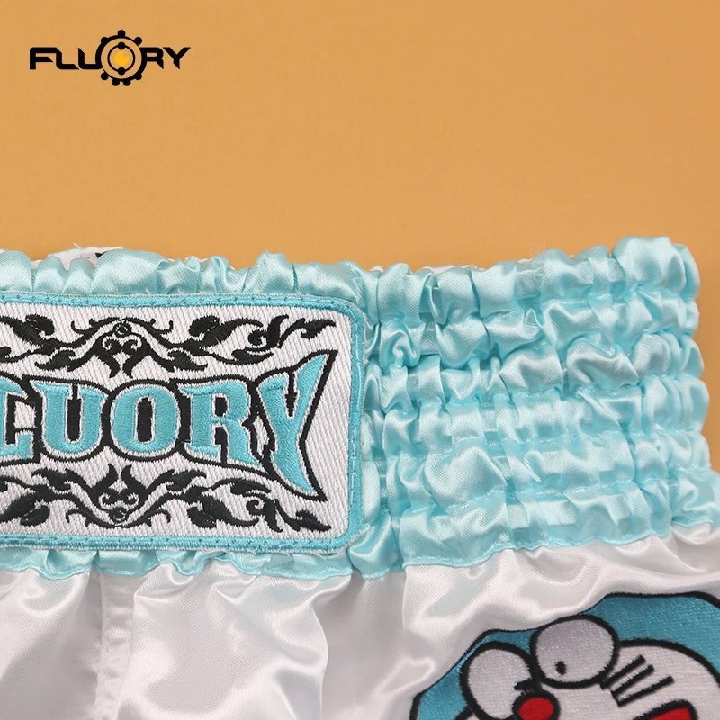 Коллекция года, новинка, флуорий, милые детские шорты с принтом «Doraemon», «muay thai», кикбоксерские шорты для подростков и детей(для мальчиков и девочек