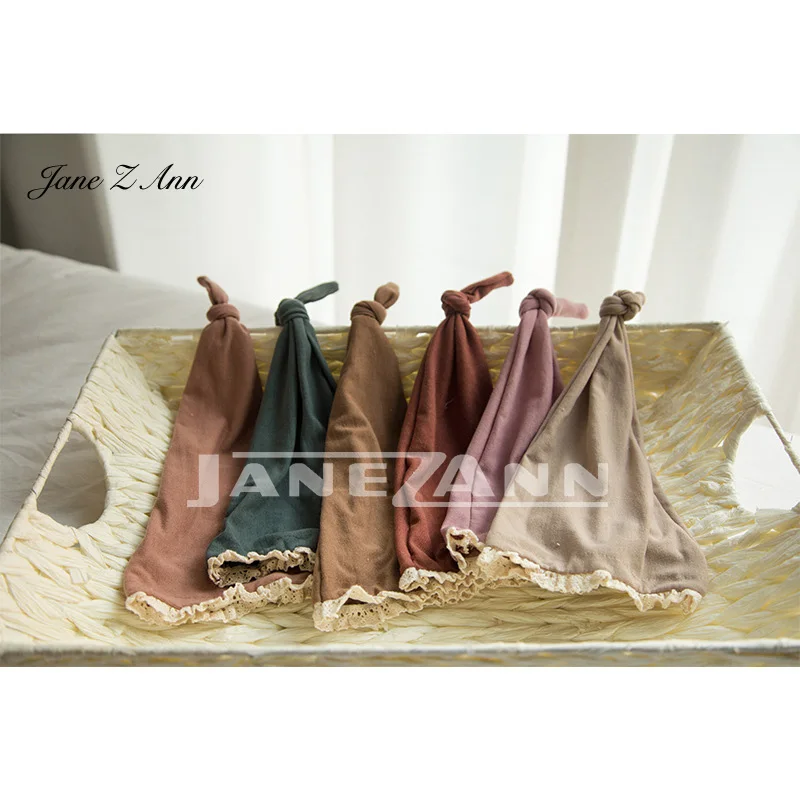 Jane Z Ann Newborn photography props baby studio 6 colors cotton lace hat+ pillow photo shooting accessories | Детская одежда и