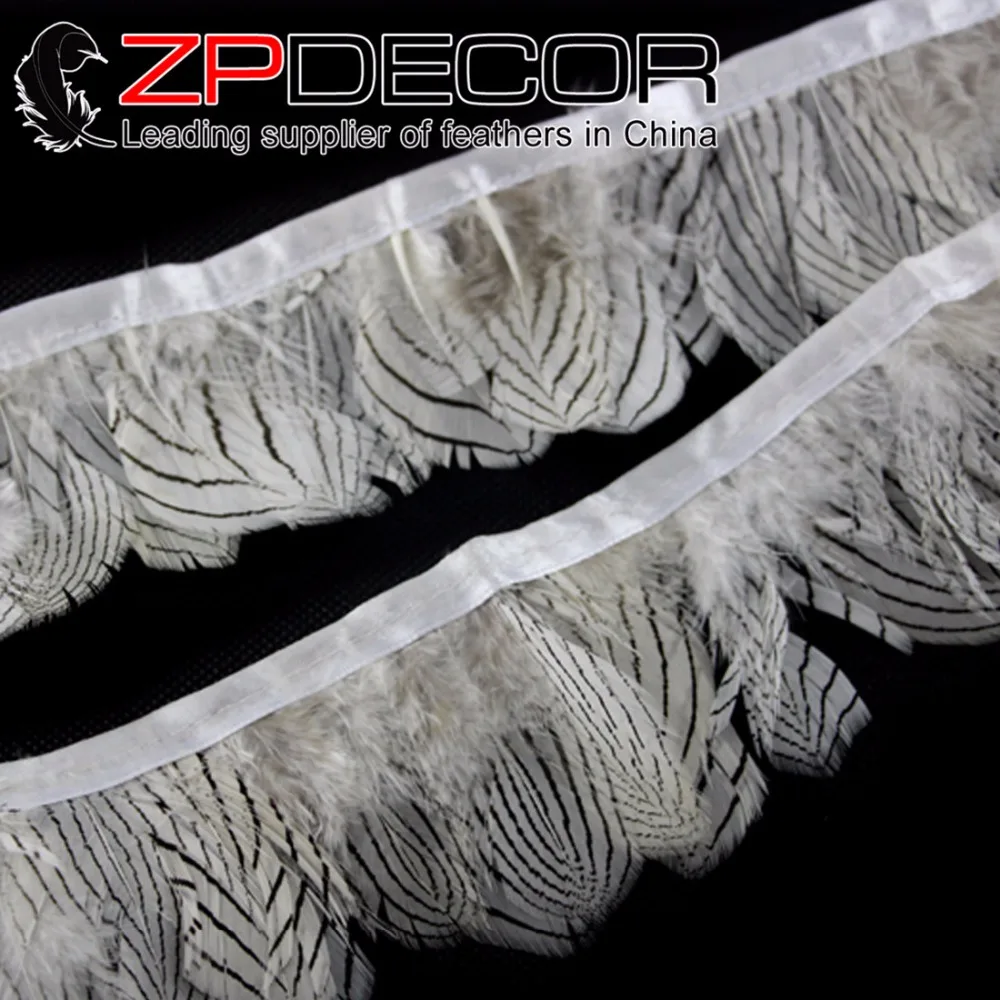 

ZPDECOR 10 ярдов/лот 2-3,2 дюймовые прекрасного качества природных ручной работы серебро перья фазана Накладка для Костюмные украшения Аксессуар...