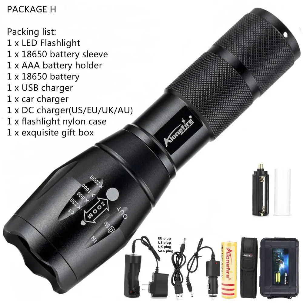 Alonefire G700 X800 CREE XML T6 L2 U3 светодиодный высокомощный тактический светодиодный фонарь с зумом фонарь AAA 18650 перезаряжаемый аккумулятор - Испускаемый цвет: Package H