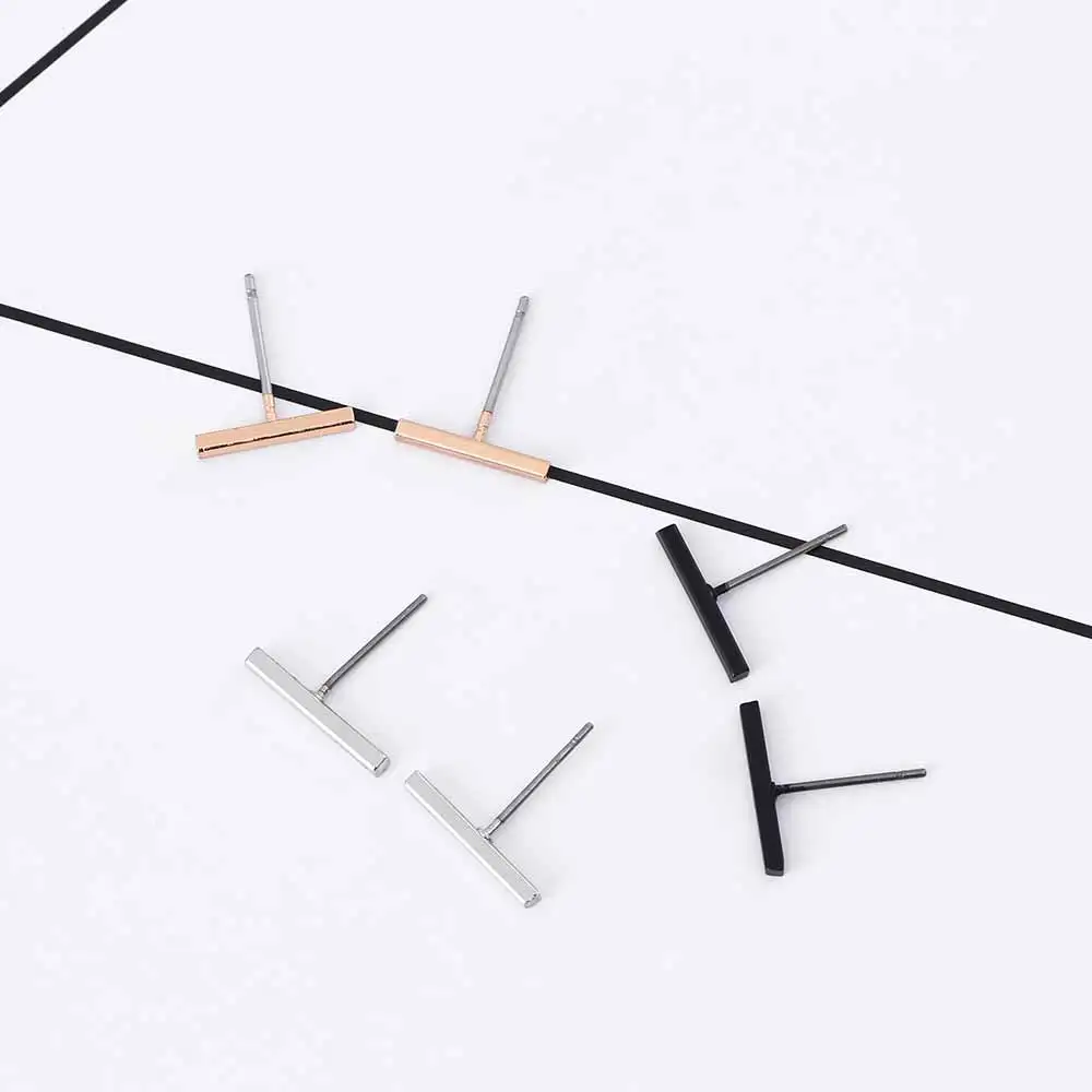 2020 Панк Черные золотые серебряные цветные Серьги простая T серьга в виде стержня