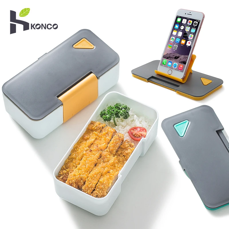 Konco Microwavable Bento Box герметичный Ланч-бокс контейнер для продуктов печь холодильник ланчбокс коробка для хранения продуктов с держателем для телефона