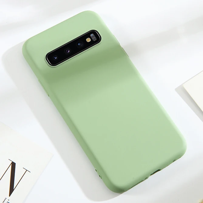 Жидкий силиконовый резиновый чехол для samsung Galaxy A10 A20 A30 A50 A70 A7 J4 J7 плюс M10 M20 Note 8 9 S10 Lite S8 S9 плюс S7 - Цвет: Зеленый