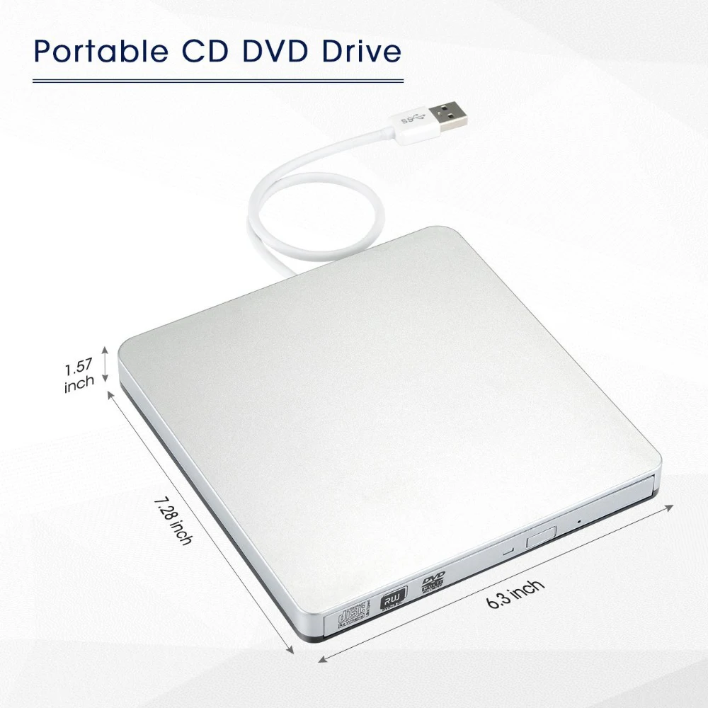 USB 2,0 расширенный привод CD/DVD RW горелки портативный CD/DVD rom плеер оптический привод для ПК Windows 7/8/10
