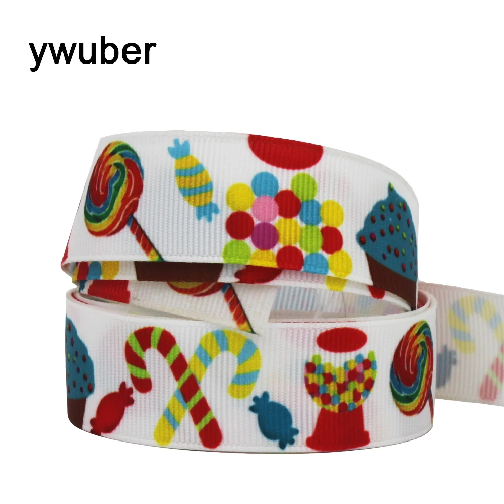 IuBuFiGo 60 ярдов 7/8 &quot(22 мм) фрукты кекс печатных Grosgrain ленты и лук волос мультфильм