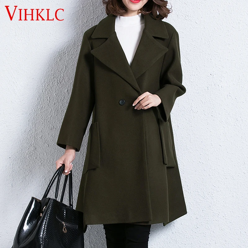 Новинка 2016 года Элегантное длинное шерстяное пальто для женщин европейский