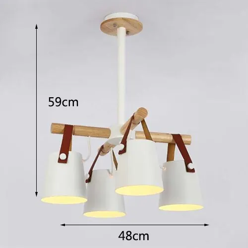 White 4 lights Люстра в скандинавском стиле из железа и цельного дерева E27 Светодиодная Люстра для кухни, гостиной, спальни, ресторана - Цвет корпуса: White 4 lights
