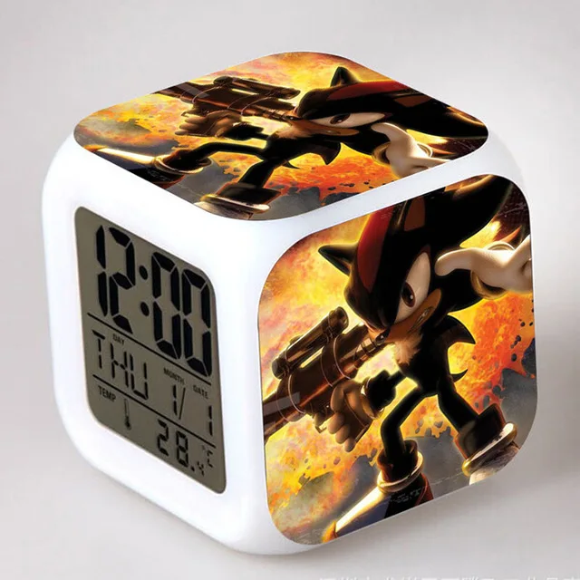 Темно-синий Sonic the Hedgehog светодиодный Будильник хвосты Miles Prower часы reloj despertador цифровые часы Dr. Robotnik horloge digitale Saat - Цвет: Темно-синий