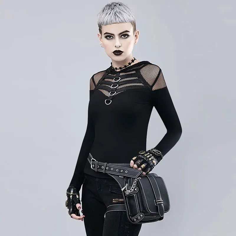 Corzzet Women/Men Rock Black PU Leather Steampunk Waist Bags Burlesque Gothic Costume Accessories Corset