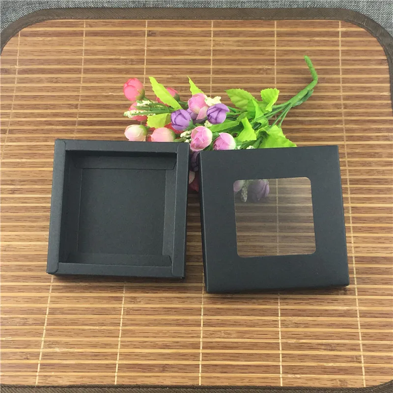 

50Pcs/Lot Two Color Paper Box With Transparent PVC Window High Quality Display Jewelry Boxes Packaging Cases Accept Custom Logo