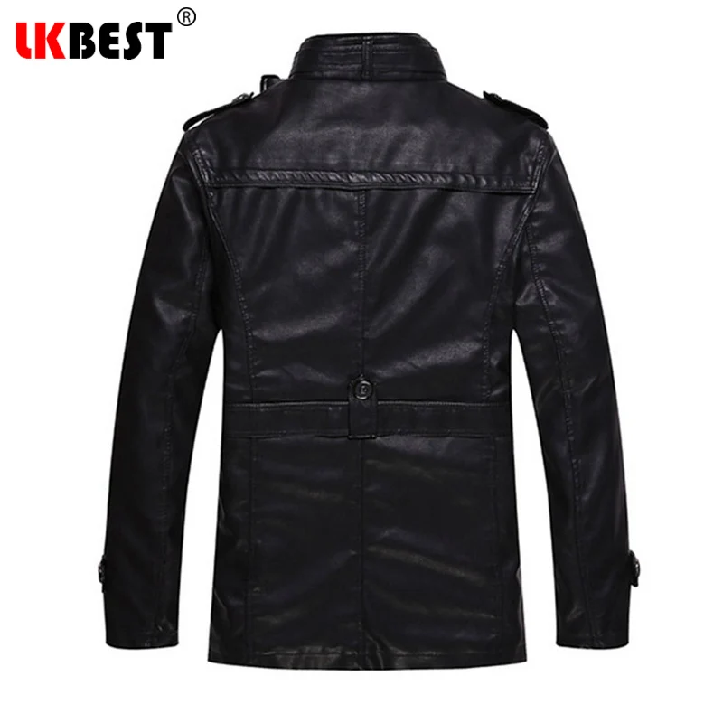 Мужская кожаная куртка LKBEST зимняя повседневная из искусственной кожи с