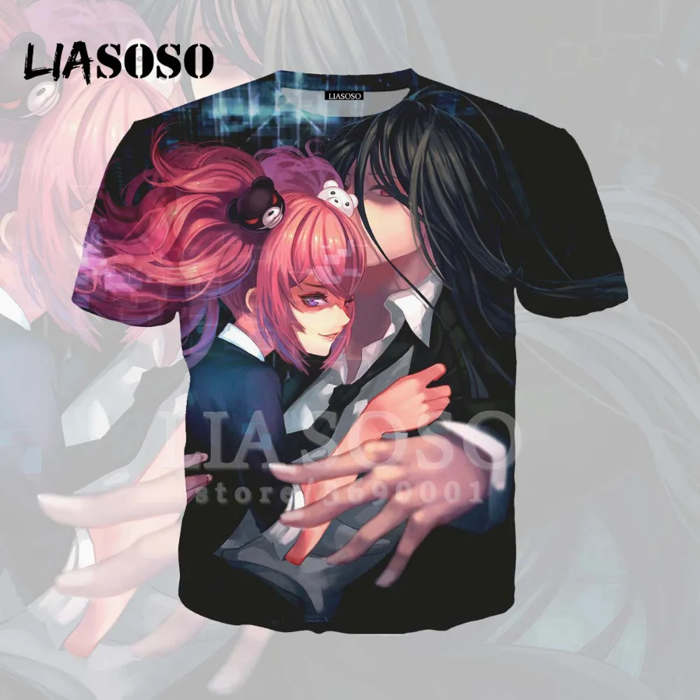 LIASOSO 3D принт для женщин и мужчин аниме Danganronpa Trigger Happy Havoc Kawaii футболка девочек