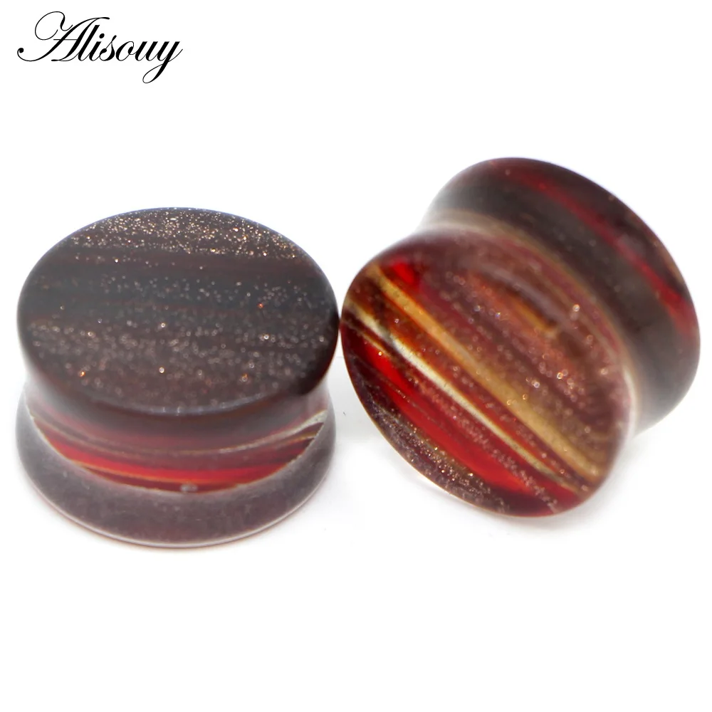 EM0882B Red Alisouy, новинка, 2 шт., стеклянный цветок, для женщин и мужчин, ушные пробки, измерительные приборы, серьги, пирсинг, экспандер, телесный туннель, носилки, ювелирные изделия для тела, 6-20 мм - Окраска металла: EM0882B Red