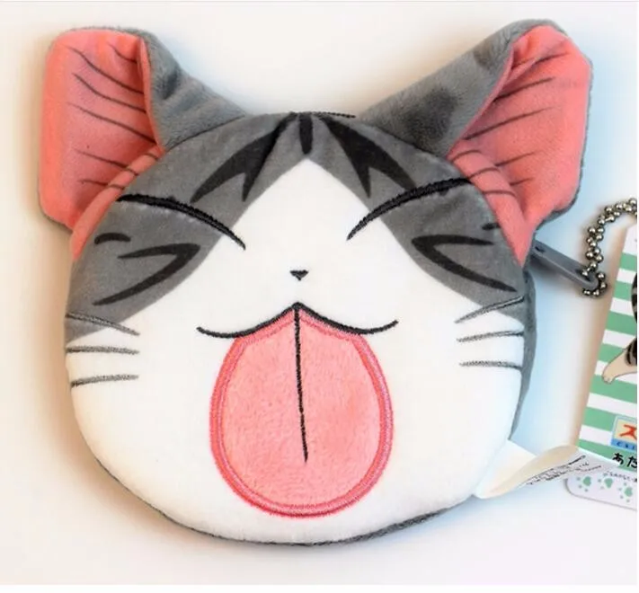 Новинка, 20 штук, женские кошельки для монет с сыром и кошкой, кошелек на молнии, кошелек, плюшевая Сумочка, Monederos Infantiles