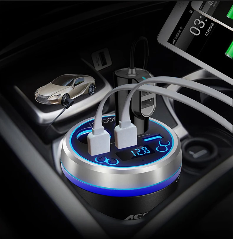 Accnic Автомобильная розетка 3 USB fm-передатчик радио приемник адаптер для автомобильного прикуривателя MP3 плеер FM Bluetooth передатчик 12 В/24 В