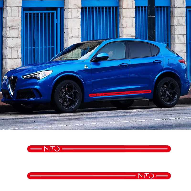 2PCS Vinyl Decal Door Side Skirt Strip Car Body Customized Stickers Sport Styling For Alfa Romeo Stelvio Giulia 4C Giulietta | Автомобили