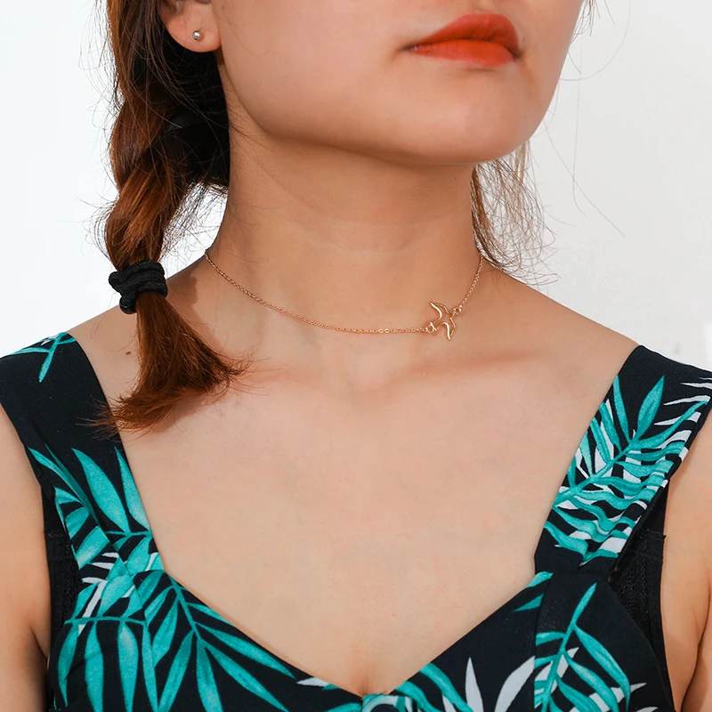 Ожерелье docona в виде полых птиц золотого цвета ожерелье для женщин и девушек