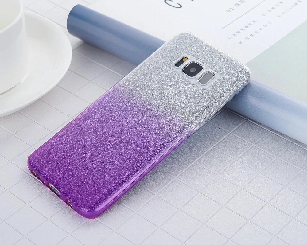 Тонкий чехол с блестящим градиентом для samsung Galaxy S8 S9 плюс S6 S7 край A3 A5 A7 J3 J5 J7 A8 Мягкая обложка для телефона из силикона и ТПУ
