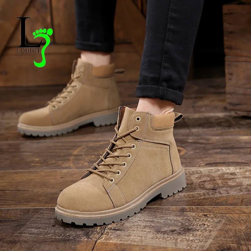 Мужские кожаные ботильоны дышащие мужские ботинки с высоким берцем повседневная