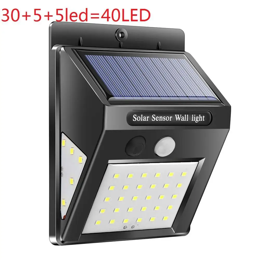 40led 30/40 светодиодный датчик солнечной энергии наружный настенный светильник уличный светильник энергосберегающий водонепроницаемый садовый безопасный светильник - Испускаемый цвет: 40led