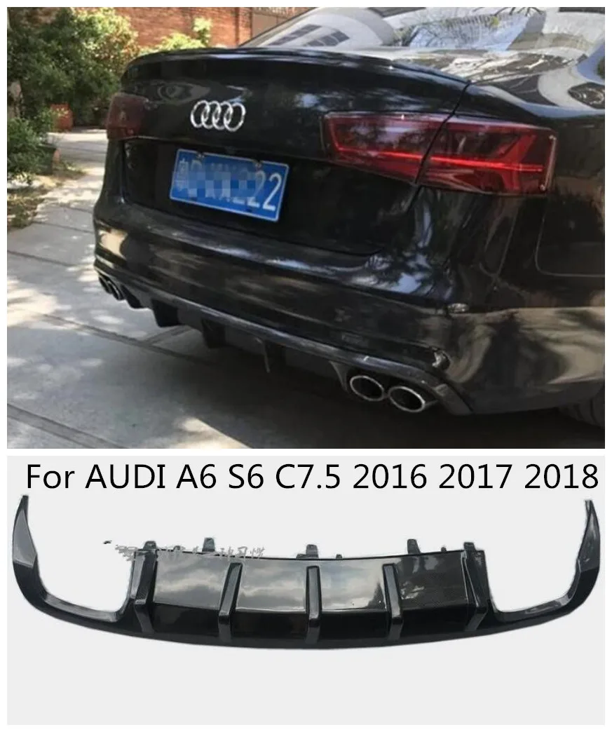 Углеродного волокна заднего бампера для губ спойлер диффузор Обложка AUDI A6 S6 C7.5 2016