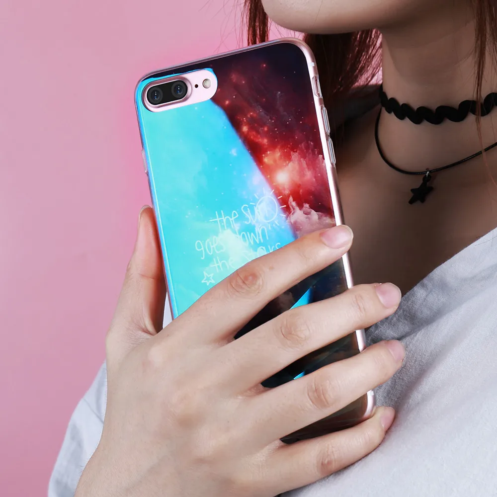 FLOVEME Мягкие силиконовые чехлы для телефонов iPhone 7 6S 6 Plus 8 синий луч принт чехол со