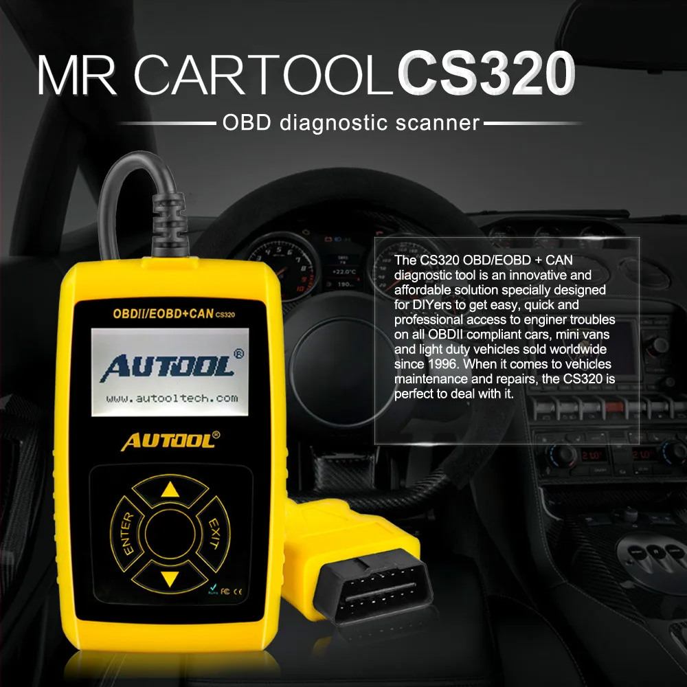 CARTOOL CS320 OBD2 Автомобильный сканер OBD 2 II Автомобильное устройство чтения кода авто