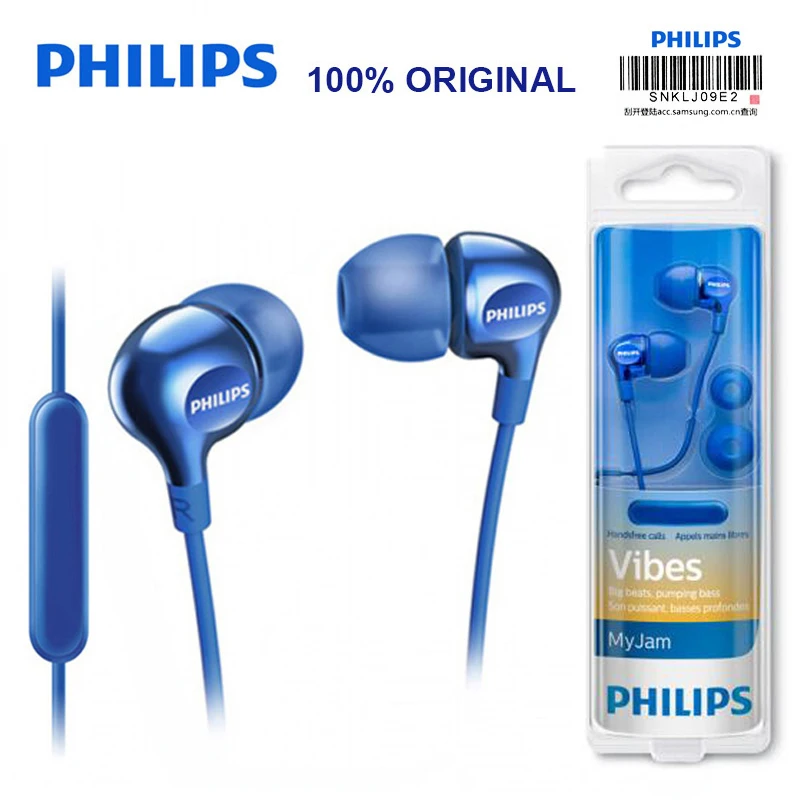 Новинка наушники вкладыши Philips SHE3705 стерео бас проводная гарнитура разъем 3 5 мм с