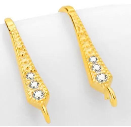 Gold10 925 пробы Серебряный ушной крючок микро-инкрустированные циркониевые серьги-Крючки Позолоченные ручные DIY серьги аксессуары - Цвет: Gold10