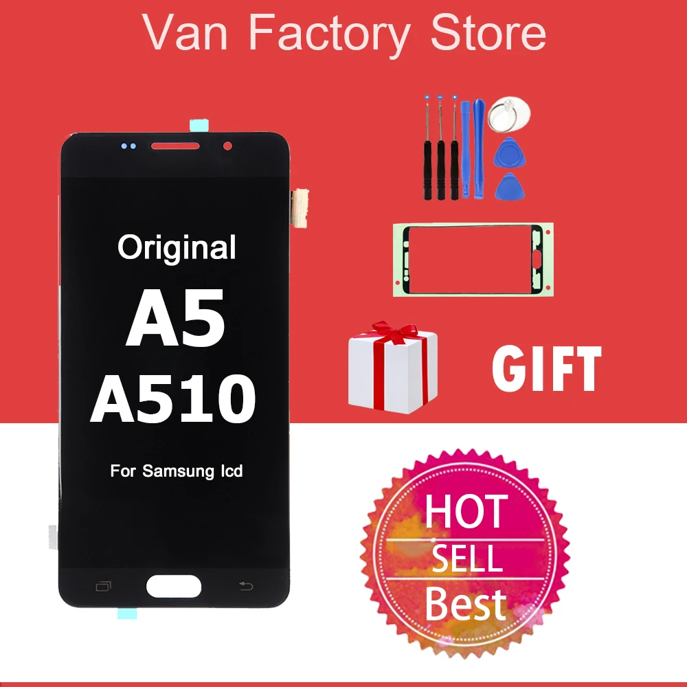 Супер оригинальный AMOLED дисплей lcd для Samsung Galaxy A5 2016 A510 A510F A510M A510M/DS A510Y кодирующий