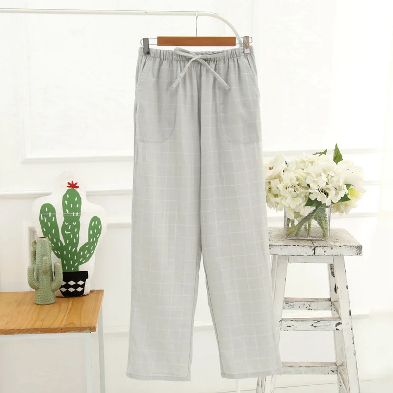 100% марлевые хлопковые домашние брюки для женщин милые однотонные пижамные штаны