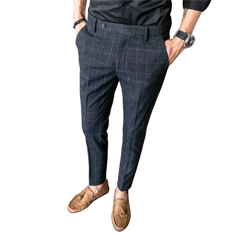 

Spring Autumn New men plaid pants Size 28 29 30 31 32 33 34 36 trousers mens Slim design Pantalones Hombre