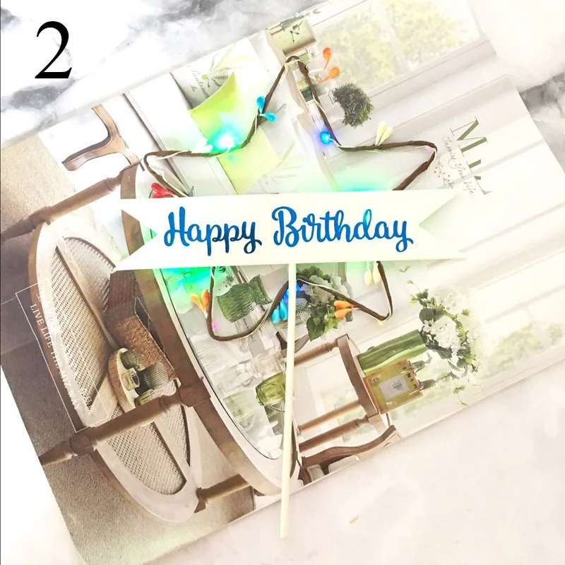 Star 2 Светодиодный Цветок Свадебный торт Топпер Baby Shower для девочки Топпер для торта «С Днем Рождения» вечерние украшения поставщиков инструмент для украшения торта - Цвет: Star 2