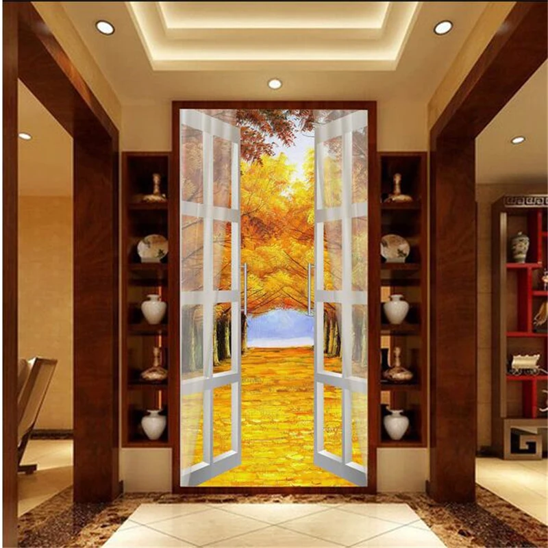 Пользовательские фотообои wellyu 3d на открытом воздухе за золотым полом в прихожей