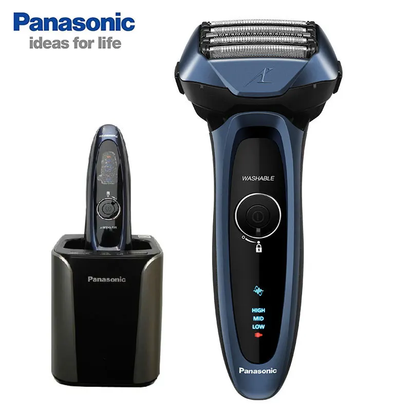 Синий Panasonic, мужская бритва для электробритва, умная, 5 головок, моющаяся, 1 час, быстрая зарядка, ES-LV74-A405, автоматическая чистка и зарядка - Цвет: Синий