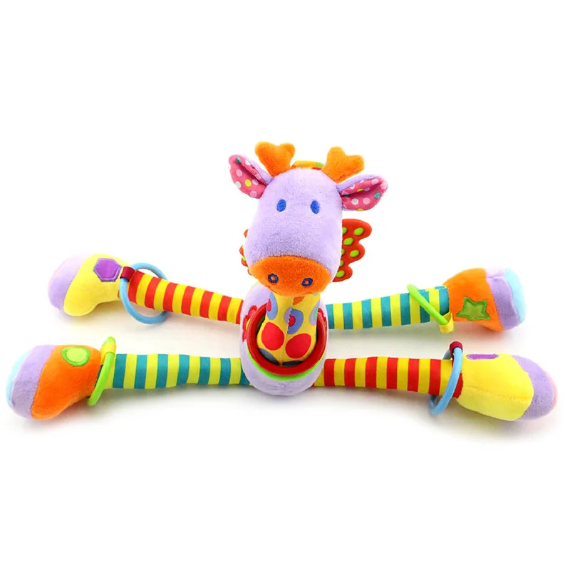 Rosiky Plush Infant Baby Development Soft Giraffe Animal Handbells Handle Toys with Teether Toy | Игрушки и хобби