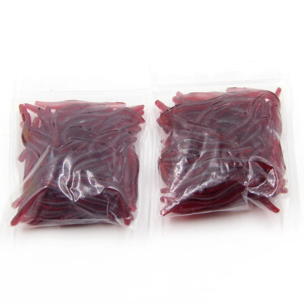 100 шт./лот мягкая рыболовная приманка искусственные приманки красные черви запах