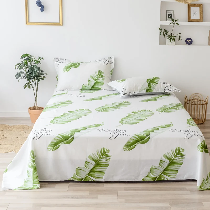 Цветочный серый плоский лист Ультра мягкий 100% хлопок набор постельного белья для